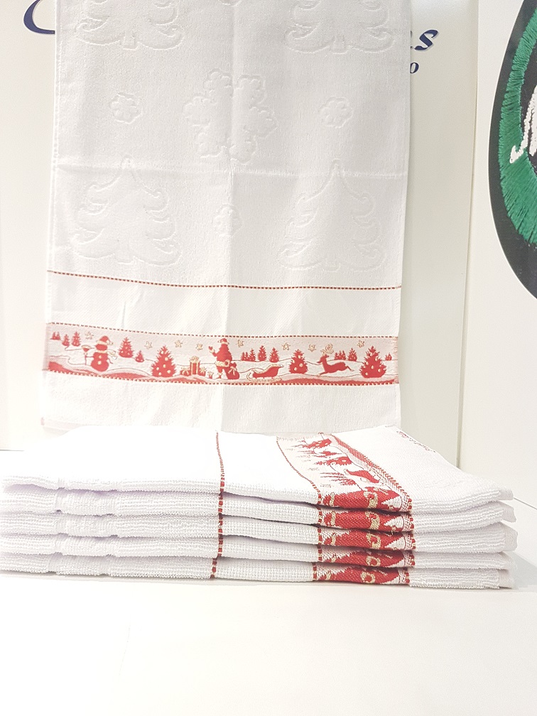 Strofinaccio in spugna cotone 100% Natale con tela aida da ricamare alta 6 cm - immagine 3