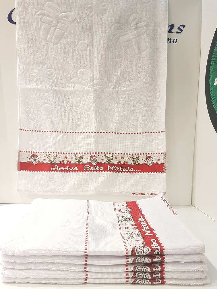 Strofinaccio in spugna cotone 100% Natale con tela aida da ricamare alta 6 cm - immagine 4