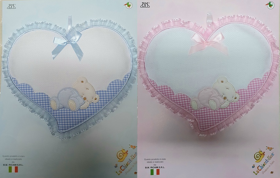 Fiocco nascita disegno cuore Grande da ricamare – Cris creations Milano