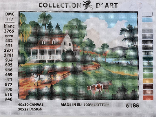 Quadro Ricamo Paesaggio Campagna
