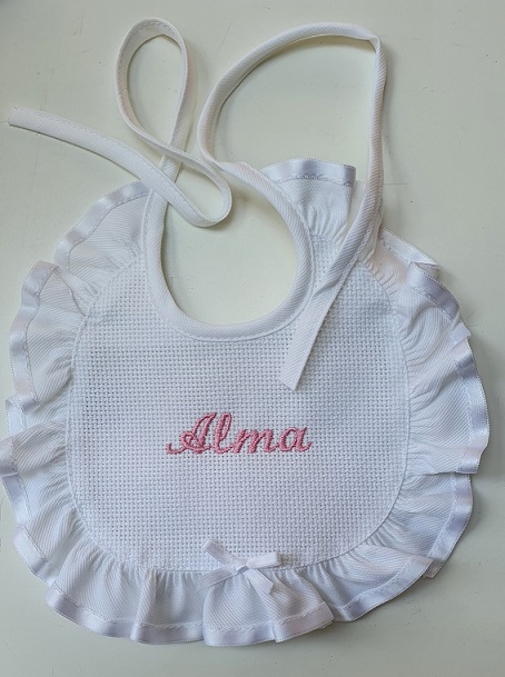 Bavaglino cerimonia ricamo in cotone 100% con tela aida dis.131 - immagine 2