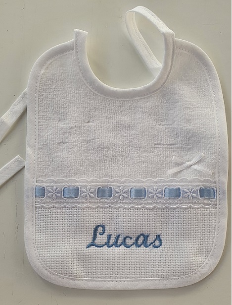 Bavaglino neonato Ricamo Spugna Cotone con pizzo Art.220 - immagine 10