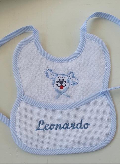 Bavaglino neonato ricamo spugna puro cotone dis. Cane art.239 - immagine 5