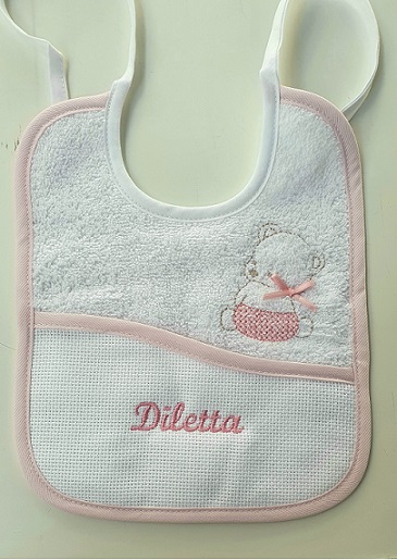 Bavaglino neonato ricamo spugna cotone 100% dis. Orso Art.2201 - immagine 6