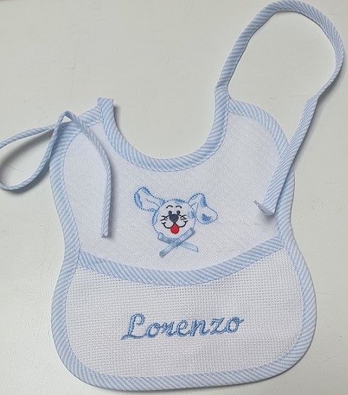 Bavaglino neonato ricamo spugna puro cotone dis. Cane art.239 - immagine 2