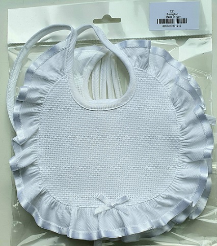 Bavaglino cerimonia ricamo in cotone 100% con tela aida dis.131