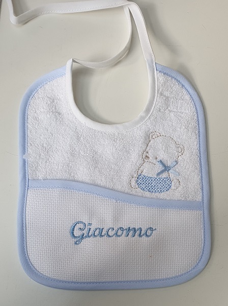 Bavaglino neonato ricamo spugna cotone 100% dis. Orso Art.2201 - immagine 5