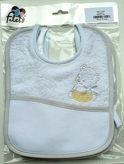 Bavaglino neonato ricamo spugna cotone 100% dis. Orso Art.2201 - immagine 2