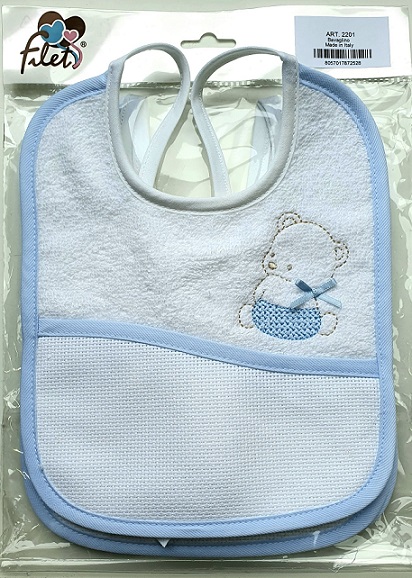 Bavaglino neonato ricamo spugna cotone 100% dis. Orso Art.2201 - immagine 3