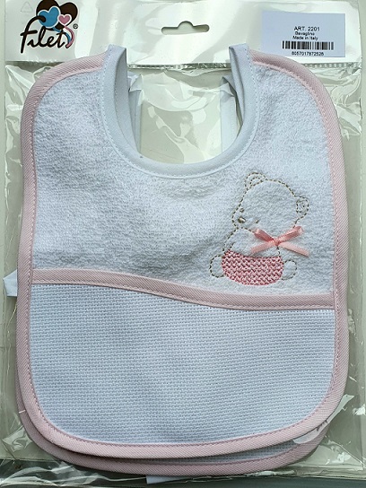 Bavaglino neonato ricamo spugna cotone 100% dis. Orso Art.2201 - immagine 4