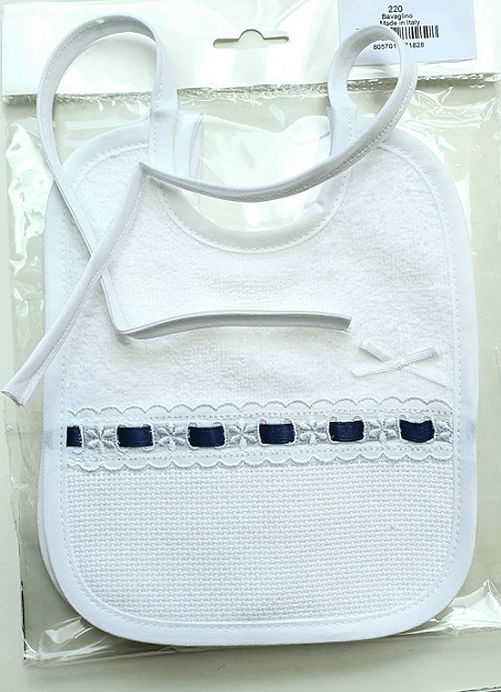 Bavaglino neonato Ricamo Spugna Cotone con pizzo Art.220 - immagine 6