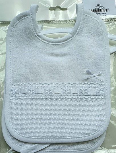 Bavaglino neonato Ricamo Spugna Cotone con pizzo Art.220 - immagine 2