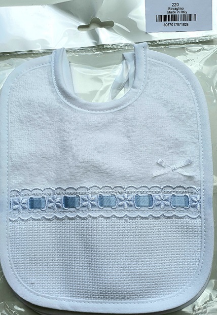 Bavaglino neonato Ricamo Spugna Cotone con pizzo Art.220 - immagine 5