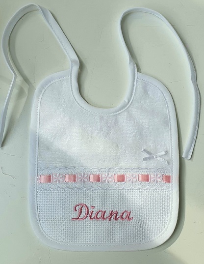 Bavaglino neonato Ricamo Spugna Cotone con pizzo Art.220 - immagine 7