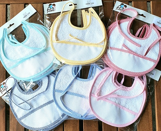 Bavaglino Nido Ovale spugna puro cotone Ricamo con lacci art.6107