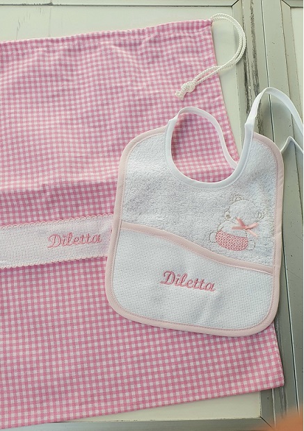 Bavaglino neonato ricamo spugna cotone 100% dis. Orso Art.2201 - immagine 7