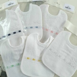 Bavaglino neonato Ricamo Spugna Cotone con pizzo Art.220