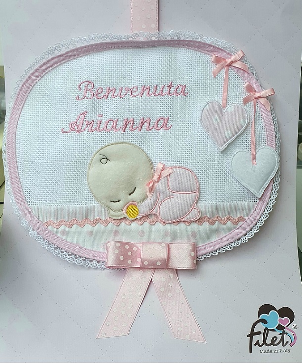 Fiocco nascita Bebè Ricamo - immagine 4